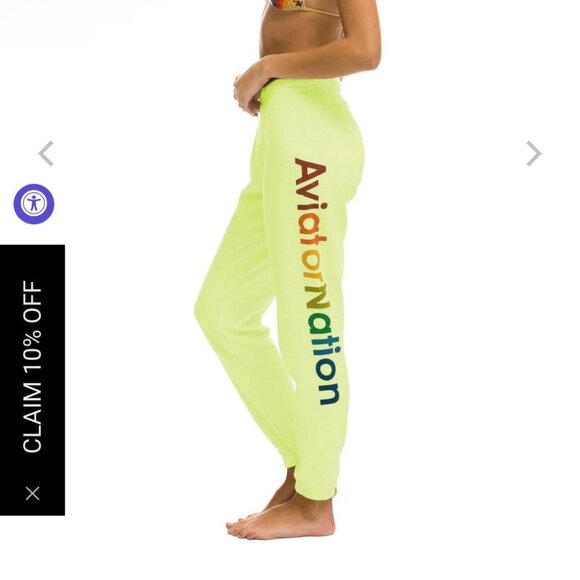 Neon Yellow Aviator Nation Logo Sweatpants size small - Picture 1 of 5